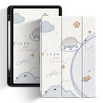 WunM Studio iPad 9./8./7. Nesil Kılıf iPad 10.2'' Kılıf 2021/2020/2019 Kalem Tutuculu Otomatik Uyku/Uyanma İşlevi PU Deri Akıllı Kapak iPad 10.2 inç Trifold Akıllı Kapak Darbeye Dayanıklı Yumuşak, uzay gemisi a