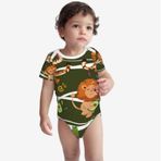 WunM Studio Özel Üniseks Bebek Tulumları Kişiselleştirilmiş Kendi Logonuzu Tasarlayın Resim Metni Kısa Kollu Bodysuits Bebek Tulum Bezi - Yeşil Orman Aslanı Vahşi Hayvan Erkek Çocuk Yenidoğan Hediyesi, Yeşil Aslan, 3M