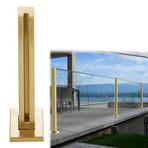 WUNMSKZR Cam korkuluk direği, (teras döşemesi-cam korkuluk-kelepçe bağlantı parçaları altın, merdiven boşluğu-balkon çiti cam korkuluk direği, paslanmaz çelik korkuluk direği, vidalı (altın uç direği,
