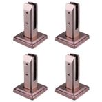 WUNMSKZR Gül Altın Cam Korkuluk Kelepçesi Havuz Çiti Bahçe Merdivenleri Balkon Deliksiz Kare Cam Pimler Ara Parça Standlı 160 mm, Sabitleme