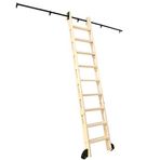 WUNMSKZR Haddeleme merdiveni Sürgülü Ahır Kapısı Donanım Kiti 3ft-20 ft, Donanım Kitaplığı Sürgülü Merdiven Donanım Kiti (Merdivensiz), Siyah Çelik Yuvarlak Boru Merdiven Merdiven (Boyut: 20ft/600 cm