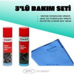 Würth 3'lü Bakım Seti Motor Temizleme Spreyi+Araç Içi Temizleme Spreyi+Sentetik Güderi Bezi 38X60