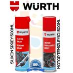 Würth 500 ml Motor Temizleyici Sprey+500 ml Silikon Sprey