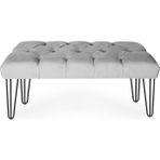 Wuxor Gri Triple Lüks Siyah Metal Ayaklı Bench Kapitoneli Helen Puf