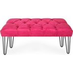 Wuxor Pembe Helen Kapitoneli Triple Lüks Siyah Metal Ayaklı Puf Bench