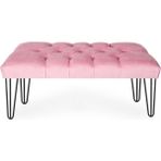 Wuxor Puf Bench Kapitoneli Açık Pembe Metal Ayaklı