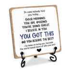 WwongxianB İlham Verici Ahşap Masa Tabelaları, 10 x 10 x 0,2 cm Masa Dekoru Ayaklı Ahşap Plaka, I believe in you, you this, Kadın Erkek Aile Okulu, Genç Arkadaş İş Arkadaşı Ev Ofisi için Benzersiz Hediye