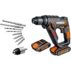 WX390.1 20VOLT 2.0AH. Li-Ion 1.2j Profesyonel Sds- Pnömatik Çift Akülü Şarjlı Matkap + 8 Adet Uç + Mandren