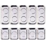 WXTOOLS 10 Parça Manyetik Tepsi Tutucu (3,6 inç x 2,4 inç / 5,9 inç x 2,5 inç Kare), Paslanmaz Çelik Mıknatıs Tepsi Seti Soket Vidası Somun Cıvataları Metal Parçalar ve Alet Organizasyonu için