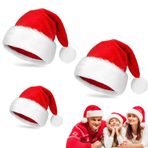 Wydexint 3 adet Noel Baba şapkası pelüş, kırmızı Noel Baba şapkası, Noel Baba şapkası, yetişkinler için Noel şapkası, Noel aile kutlamaları için ve şekerlemeleri saklamak için de kullanılabilir