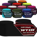 WYOX Boks El Sargıları İç Eldivenler - Elastik Başparmak Döngü Bandajları, Bilek Sargısı Koruması için Meksika Tarzı Eldiven Altı, Muay Thai, MMA (1'li Paket, Siyah, 4,5 m)