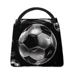 WYUSPGK Öğle Yemeği Çantası, Futbol Siyah Baskı Yalıtımlı Öğle Yemeği Çantası Termal Öğle Yemeği Çantası Dayanıklı Öğle Yemeği Çantası Hafif