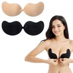 WZHHDM Yapışkan sütyen Push up, 2 adet görünmez sütyen, 2 adet göğüs ucu pedi, sütyen sırtı açık, askısız sütyen, silikon, askısız sütyen, gece elbisesi, gelinlik, mayo ve sırtı açık, C, L