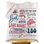 WZMPA Country Müzik Tote Çanta Bir Dün Gece Albümü Hediye Şarkıcı Lirik Yeniden Kullanılabilir Bakkal Çantası Şarkıcı Ürünleri, Dün Gece Çantası, Large