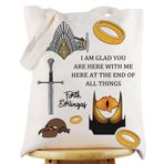 WZMPA Hobbit & Ring Tote Çanta İki Kule Hediye Burada Her Şeyin Sonunda Yeniden Kullanılabilir Bakkal Çantası, Tüm Çantaların Sonu, Large
