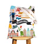 WZMPA Hollanda Tatil Tote Çanta Hollanda Tema Hediye Amsterdam Hollanda Hollanda Yeniden Kullanılabilir Çanta Hollandalı Gezgin Turist Için, Hollanda Tg, Large
