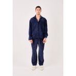 X-0002 Cep Detaylı Fitilli Kadife Gömlek - 2XL - İndigo