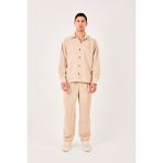 X-0002 Cep Detaylı Fitilli Kadife Gömlek - 2XL - Taş