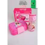 x Dekomus Lisanslı Barbie Extra Glam Collection 2 Katlı Paslanmaz Çelik Yemek Kabı ve 500 ml Matara Seti - 102-Beyaz