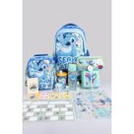 x Dekomus Lisanslı Stitch "ıconic Blue Collection" Kırtasiye Seti Okul, Termoslu Beslenme ve Kalem Çantası, 500 ml Matara, Beslenme Kabı Seti - 1