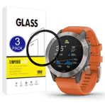 X-Dision [3 adet] Garmin Fenix 6 Pro ile uyumlu ekran koruyucu folyo, [çizilmeye karşı dayanıklı, yüksek çözünürlük] [3D kavisli tam kapak] Garmin Fenix 6 Pro için koruyucu folyo