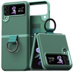 X-FOUR Galaxy Z Flip 5 Menteşe Korumalı Kart Tutucu ve Ekran Koruyucu Kılıf ile Uyumlu - Sert PC TPU Kaymaz Darbeye Dayanıklı Koruyucu Kılıf Samsung Galaxy Z Flip 5 için (Zeytin Yeşili)
