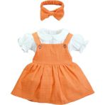 x Ipek Atlas Kız Bebek Çocuk Müslin Bandanalı Elbise - 01-Turuncu - 1 Yaş