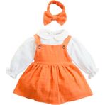 x Ipek Atlas Kız Bebek Çocuk Müslin Bandanalı Elbise - 01-Turuncu - 6 Ay