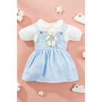 x Ipek Atlas Kız Bebek Çocuk Müslin Oyuncaklı Elbise - 01-Mavi - 2 Yaş