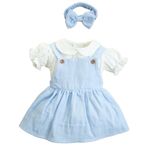 X İpek Atlas Kız Bebek Ve Çocuk Kısa Kollu Fırfırlı Bebe Yaka Elbise (Mavi, 9 Ay)