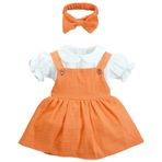 X İpek Atlas Kız Bebek Ve Çocuk Kısa Kollu Fırfırlı Bebe Yaka Elbise (Turuncu, 5 Yaş)