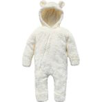 x Ipek Atlas Kız Erkek Bebek Çocuk Ayı Kışlık Peluş Tulum - Açık Ekru - 2 Yaş