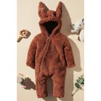 x Ipek Atlas Kız Erkek Bebek Çocuk Kışlık Peluş Tulum - 0-Kahverengi - 5 Yaş
