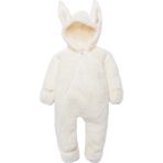x Ipek Atlas Kız Erkek Bebek Çocuk Kışlık Peluş Tulum - Açık Ekru - 2 Yaş