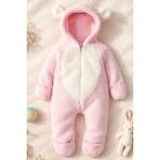 x Ipek Atlas Kız Erkek Bebek Çocuk Pembe Peluş Tulum - 50P-Pembe - 2 Yaş