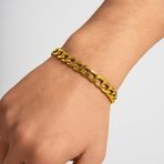 X-lady Accessories Altın Renk Cuban Kalın Unisex Erkek Metal Beyaz Çelik Zincir Çelik Bileklik- 3334