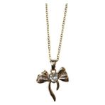 X-lady Accessories Altın Renk Kalp Fiyonk Beyaz Taş Sf Zincir Çelik Kolye - 3654