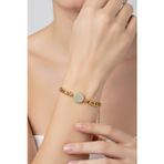 X-lady Accessories Altın Renk Yuvarlak Beyaz Model Şavin Zincir Çelik Bileklik - 3672