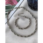 X-lady Accessories Gümüş Renk Çelik İç İçe Geçmeli Halat Unisex Kararmaz Kolye Ve Bileklik Çelik Set - 3214