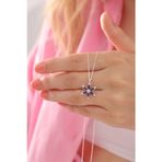 X-lady Accessories Gümüş Renk Mor Damla Taşlı Lotus Kamelya Çiçeği Çelik Kolye - 3417