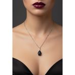 X-lady Accessories Gümüş Renk Sıra Taşlı Siyah Damla Model Sf Zincir Çelik Kolye - 3781