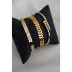 X-lady Accessories Kombin Kadın Altın Kaplama Taşlı Model Kartier Kılçık Ve Çivi Model Kombin Bileklik - 456