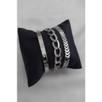 X-Lady Accessories Kombin Kadın Gümüş Kaplama Kombin Taşlı Kartier Kılçık Çift Zincir Bileklik - 959