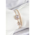 X-lady Accessories Pirinç Gold Renk Kalpli Zirkon Taşlı Kadın Bileklik - TJ-BB7061