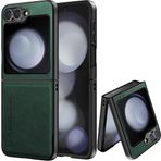 X-level Samsung Galaxy Z Flip 6 ile Uyumlu Kılıf, PU Deri Çizilmeye Dayanıklı Deri Sert İç Kabuk ve Darbeye Dayanıklı Tampon Koruyucu Kılıf Samsung Galaxy Z Flip 6 için - Yeşil
