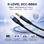 X-Level Xcc-8864 Usb-C To Aux 3.5Mm Ses Kablosu Aliminyum 1 Metre Siyah