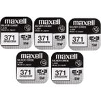 x Maxell 371 SR920SW Gümüş Oksit 0 Mercury Saat Pilleri, 5 Adet