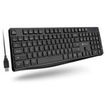 X9 Performance Kablolu Klavye - Ultra İnce Tam Boy Ergonomik Bilgisayar Klavyesi - PC Masaüstü için Temel USB Klavye, 5 ft Kablolu Telli Dizüstü Bilgisayar, 104 Sessiz Tuş, 14 Kısayol ve Destek Çubuğu