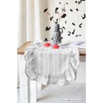 Xamantha 40 x 125 cm Vintage Fırfırlı Keten Pamuklu Amerikan Runneri,amerikan Servis - 40 x 125 cm - Siyah - Beyaz