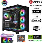 Xaser Delux X07 Ryzen 7 5700X 32GB Ram 1tb M.2 Nvme SSD 8gb RTX5050 Sıvı Soğutmalı Oyuncu Hazır Sistem - Siyah